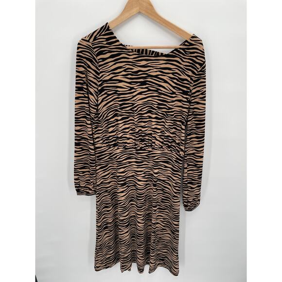 NWT LOFT Long Sleeve Tiger Stripe Bar Back Dress // 6 - Picture 4 of 14